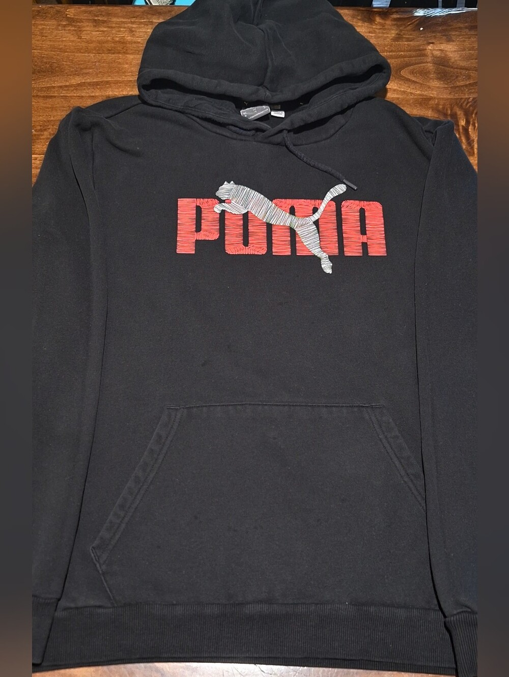 Puma Black Hoodie with Red Logo and Silver Puma